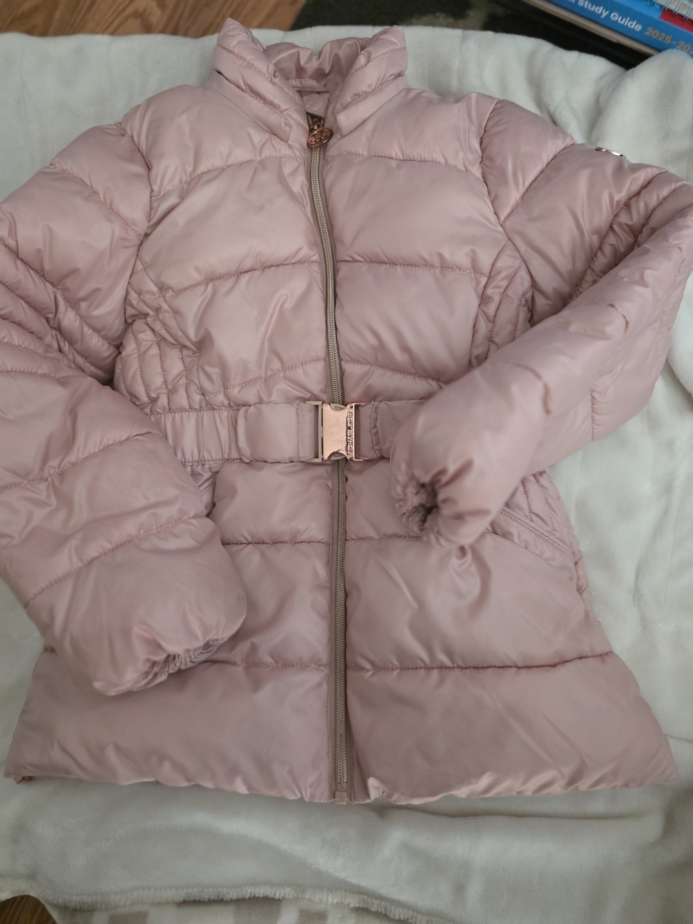MICHAEL Michael Kors Dusty Pink Quilted Belted Puffer Coat